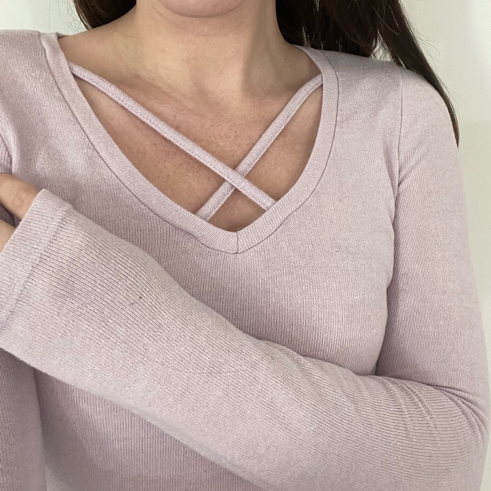 Lavender long Sleeve with cris cross detail